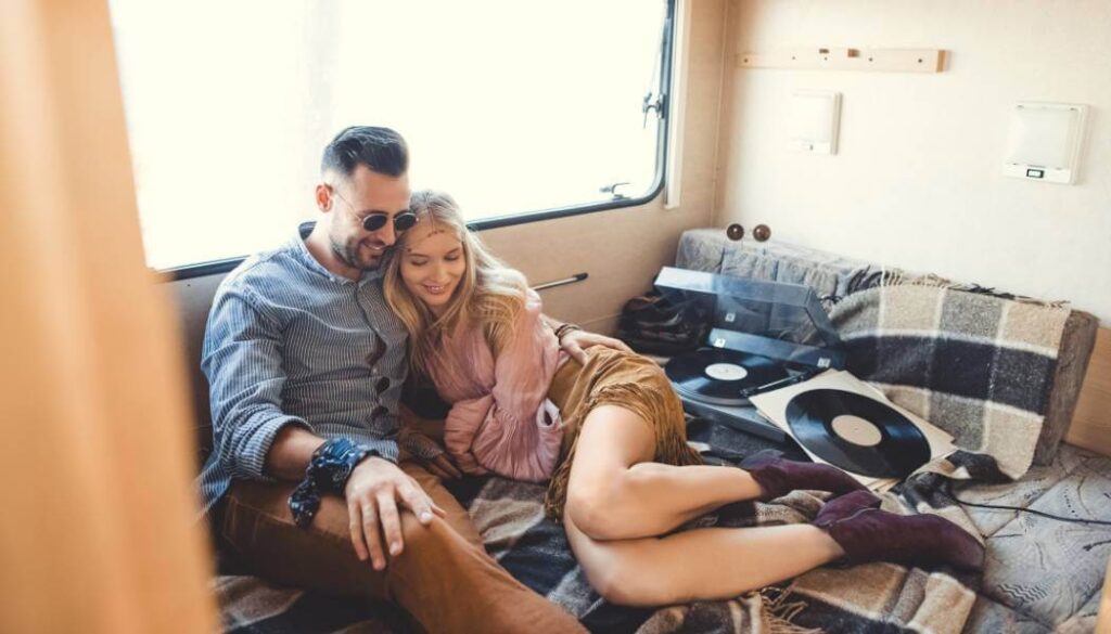 couple listening to records