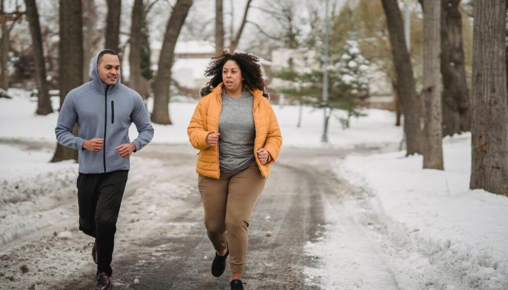 couple running outside