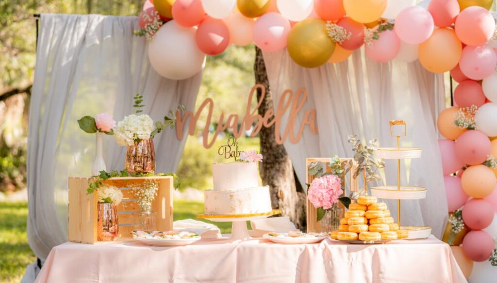 peach table decorations