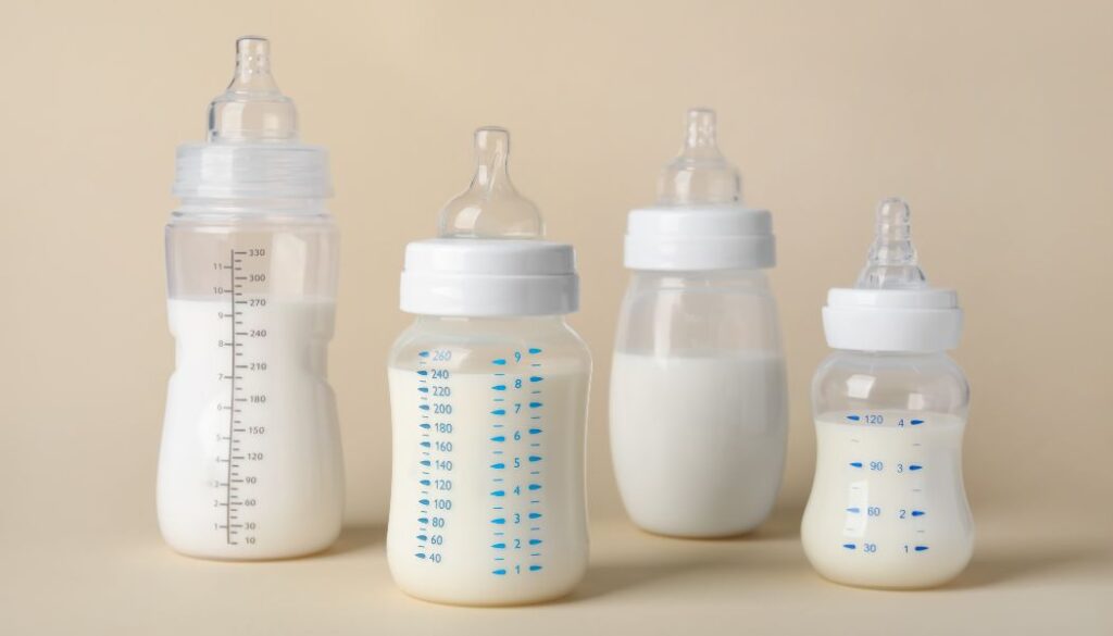 baby bottles with milk