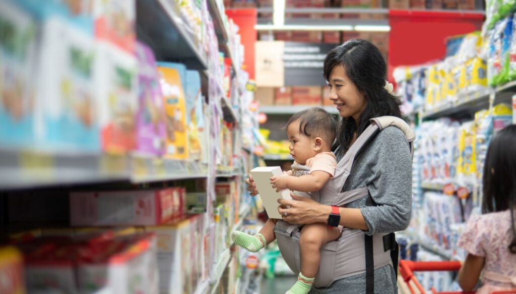 mom shopping for baby stuff