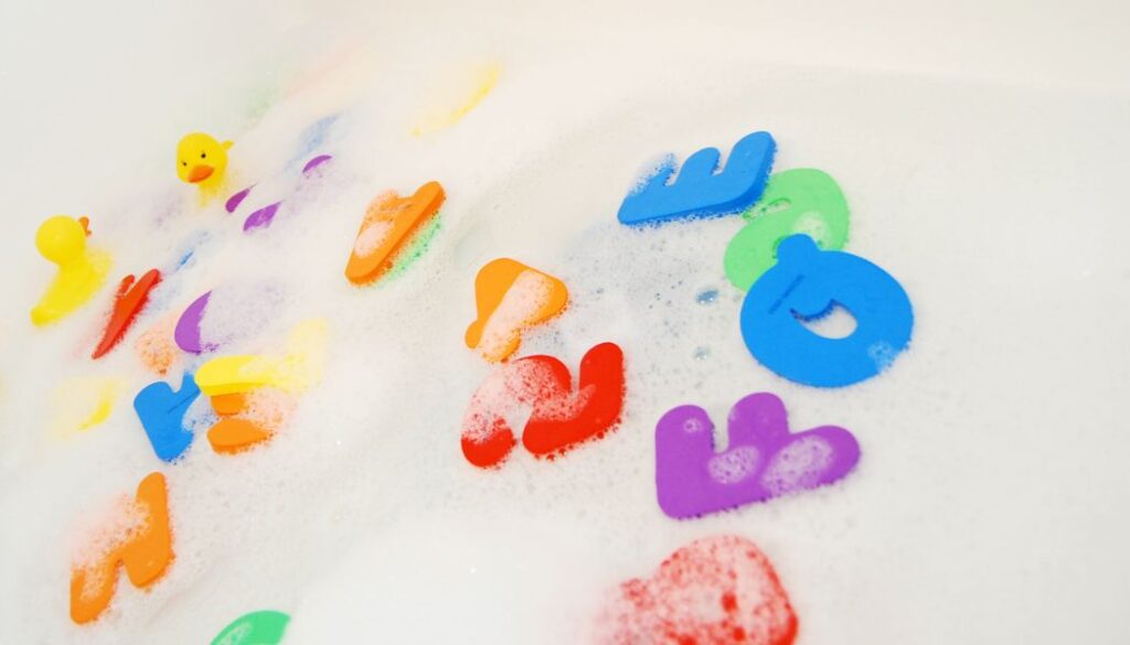 baby bath with toys
