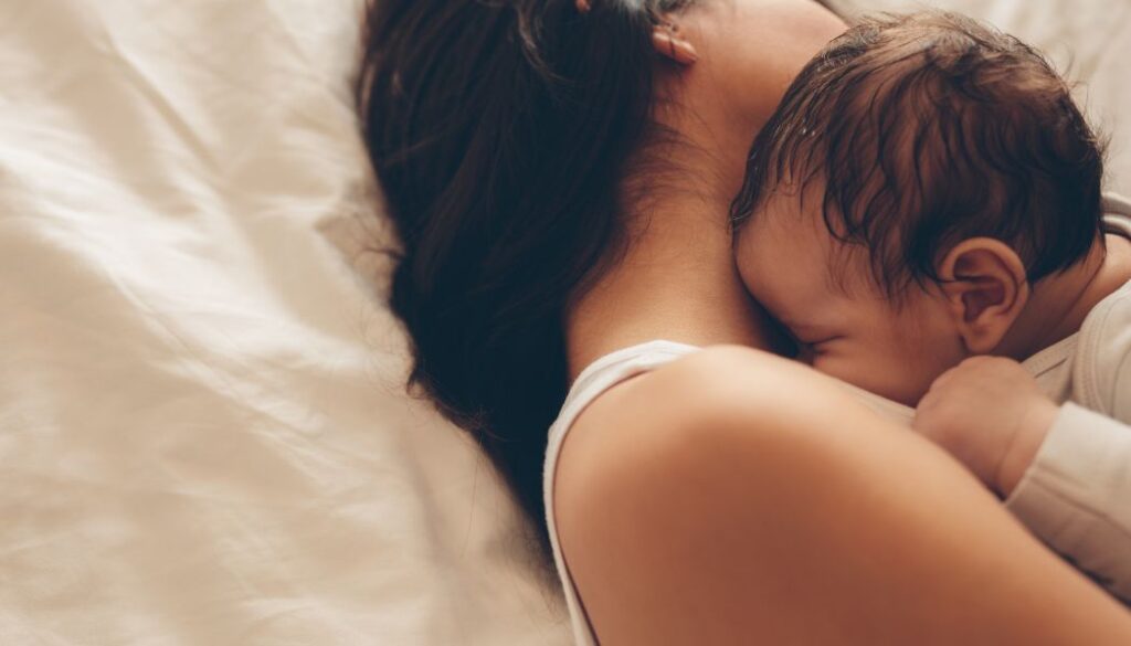 mom and baby sleeping