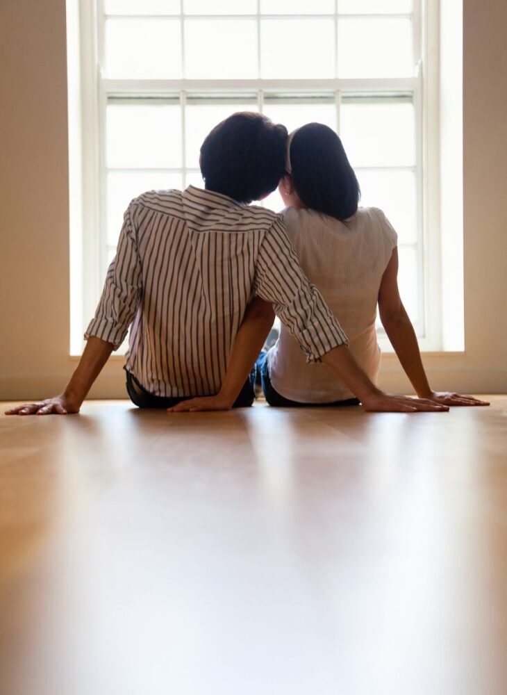 romantic couple at the window