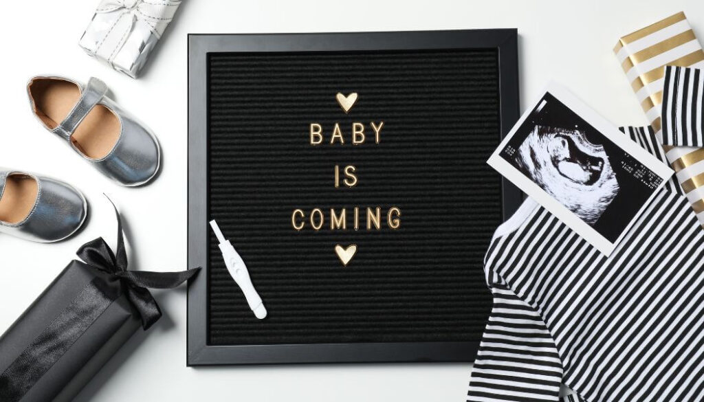 minimalistic black and white baby announcement
