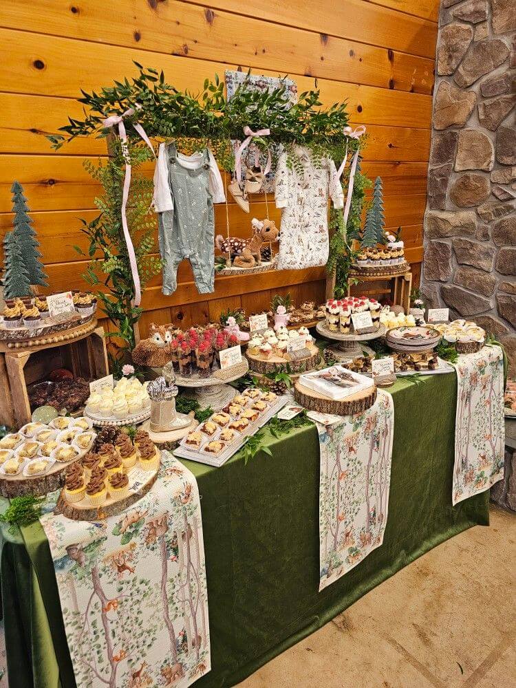 farmhouse aesthetics baby shower table setup idea